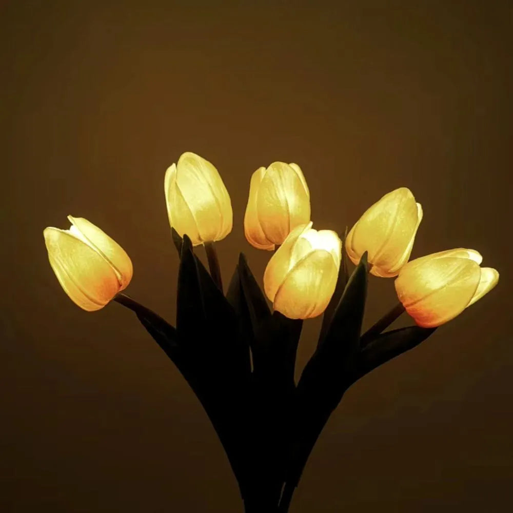 Tulpen Nachtlicht LED, Blumen Tischlampe kabellos