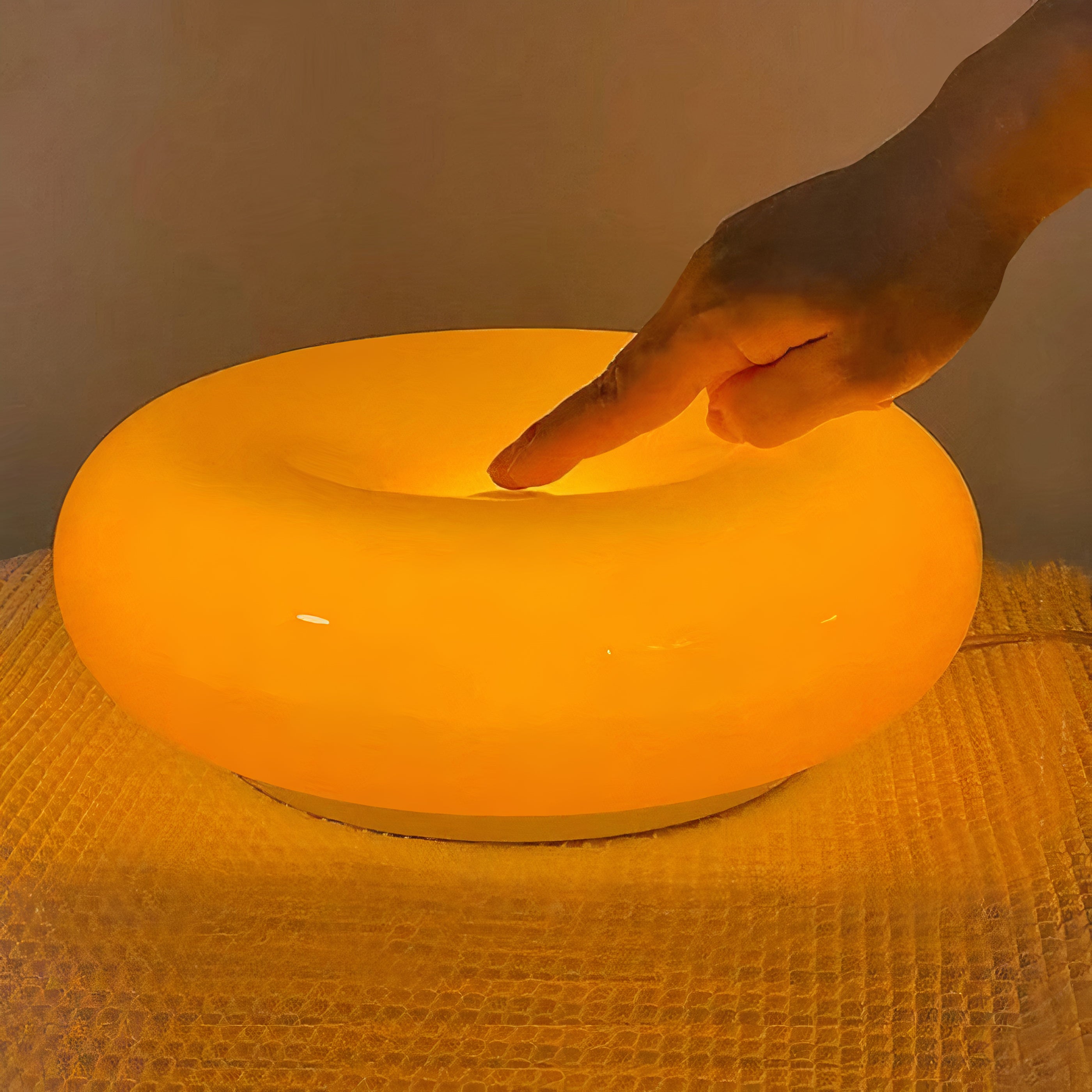 Bauhaus Tischlampe LED dimmbar, Glas Ring Tischleuchte