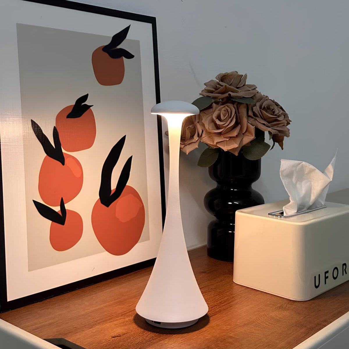Kabellose LED Tischlampe mit Akku, Touch dimmbar, 3 Lichtfarben, Aluminium